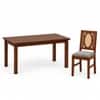 Globally Indian Bastien Solid Sheesham Wood 6 Seater Dining Table Set 6 Chairs Grey