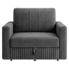 Alfon 1 Seater Velvet Pull Out Sofa Cum Bed with Storage In Dark Grey