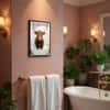 The Castle Decor Funny Highland Cow Taking Shower Wall Art 8x12 Inch (Style 1)