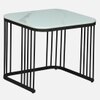 Furnamet Square Metal Nesting Coffee Table Set Black Finish White Porcelain Top Set Of 2
