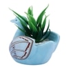 Fern Plant Inside An Artistic Blue Swan Ceramic Pot