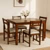 Globally Indian Sheesham Wood 4 Seater Dining Table Set With 4 Seater Cushioned Chairs