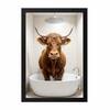 The Castle Decor Funny Highland Cow Taking Shower Wall Art 8x12 Inch (Style 1)