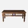 Nilaya Sheesham Wood Nesting Coffee Table Set in Provincial Teak Finish with Cushioned Stools