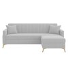 Convil Velvet L Shape 4 Seater  Sofa in Grey Color