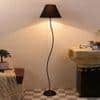 Lily Black Fabric Floor Lamp with Black Iron Base