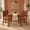 Globally Indian Trikona Solid Sheesham Wood 4 Seater Dining Table Set 4 Chairs Terracotta Orange