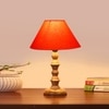 Devansh Orange Cotton Table Lamp With  Wood Natural Base -(10X10X16) Inches)-30