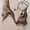 Handmade Wool Shaped Rug Modern Abstract Wave Brown Beige 6 x 9 Feet Carpet