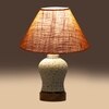 Devansh Conical Beige Jute Shade Lamp With Wood & Mosaic Glass Base For Decoration/Office/Home/Gifting/Study For Decoration/Office/Home/Gifting/Study -(10X10X14.5) Inches -A