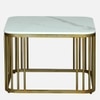 Metlax Square Metal Nesting Coffee Table Set Gold Finish White Porcelain Top Set Of 2