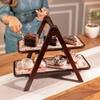 Ireka Homes Sakura 2 Tier Acacia Wood Serving Stand