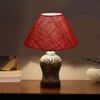 Devansh Conical Maroon Jute Shade Lamp With Wood & Mosaic Glass Base For Decoration/Office/Home/Gifting/Study For Decoration/Office/Home/Gifting/Study -(10X10X14.5) Inches -A