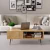 Hexa Engineered Wood Modern Coffee Table With Golden Metal Legs In Giant Wood