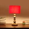 Devansh Red Cotton Table Lamp With  Wood Natural Base (7X7X15.5 Inches)-4