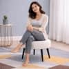 Doe Buck Luna Boucle Round Ottoman Stool in White Colour with Black Metal Legs