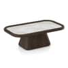 Lazo Solid Wood And Aravali Marble Rectangular Coffee Table In Dark Chestnut Finish