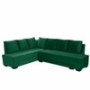 Melo 3 Seater Left Sectional Velvet Sofa Cum Bed in Green colour