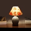 Devansh Conical Multi Cotton Shade Lamp With Wood & Mosaic Glass Base For Decoration/Office/Home/Gifting/Study For Decoration/Office/Home/Gifting/Study -(10X10X14.5) Inches -A
