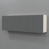 6 Door Mirror Glossy Triple Layered Uv Resistant Handless Cabinet In Grey Finish