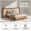 Elowen Softline King Size Bed in velvet With Oak wood Frame & Hydraulic Storage