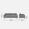 Reiti Velvet 3 Seater Sofa in Grey Colour