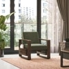 Moreno 1 Seater Solid Wood Sofa in Danish Walnut Finish and Juniper Green Fabric