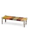 Hamilton Sheesham Wood 3 Seater Maachi Balcony Bench with 2 Stools in Multi Colour and Yellow