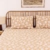 Genda Phool 1 Double Bed Sheet & 2 Pillow Covers + 1 Double Duvet Cover with Beige colour