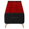 Hoslo Velvet 2 Seater Ottoman Bench in Black & Red  Color