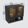Aluminium Black Profile 2 Tinted Glass Handless Shutter  In Slate Grey Finish
