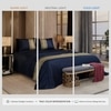 Stoa Paris Satin Bedsheet for Super King Bed (274 cm x 274 cm) with 2 Pillow Covers heet for Imperial Indigo Navy