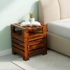 Harvey Sheesham Wood Contemporary Bedside Table End Table In Pine Finish (Lgo)