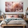 The Castle Decor Dahlia Flower Wall Art Set of 5 Wooden Framed Digital Painting 27x48 Inch