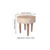Nayla Solid Wood Stool in Ivory Sparkle Velvet Fabric