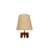 Jet Brown Wooden Table Lamp with White Fabric Lampshade