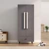 Hexa Red Wooden 2 Door Wardrobe with Drawer and Hanging Space in Slate Grey Colour