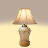 Devansh Off White Cotton  Shade  Lamp With  Wood & Mosaic Glass Base For Decoration /Office/Home/Gifting/Study For Office/Home/Gifting -(12X12X16) Inches -