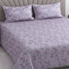 Lavender Floral Cotton 400 Tc Flat Super King Size Bedsheet With 2 Pillow Covers