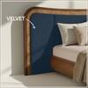 Elowen Softline Queen Size Bed in velvet With Oak wood Frame & Hydraulic Storage