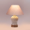 Devansh Conical Grey Cotton Shade Lamp With Wood & Mosaic Glass Base For Decoration/Office/Home/Gifting/Study For Decoration/Office/Home/Gifting/Study -(10X10X14.5) Inches -A