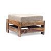 Amber Sheesham Wood Foot Stool in Teak Finish with Jute Beige Cushion
