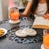 Ireka Home Blue Nebula Acacia Wood Coaster Set – Enamel Design (Set of 4)
