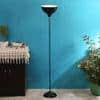 Gannon Beige Metal Floor Lamp with Black Iron Base