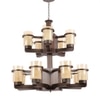 Eliante 13-Light Chandelier, Mild Steel Glass And Wood, Modern Hanging Ceiling Light Fixture