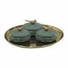 Metalsmith Metal Serveware Box Set of 4 with Tray Green Finish