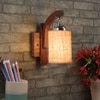 Devansh Solid Wood Electric Wall Light in Brown Colour with Beige Shade Count of 1 Light