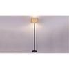 Cleo Beige Natural Fiber Floor Lamp with Black Iron Base