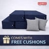 Coirfit Folding 1 Seater Single Foam Fold Out Sofa Cum Bed in Dark Blue Colour