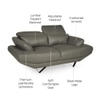 Orlando 2 Seater Leatherette Sole in Slate Grey Colour